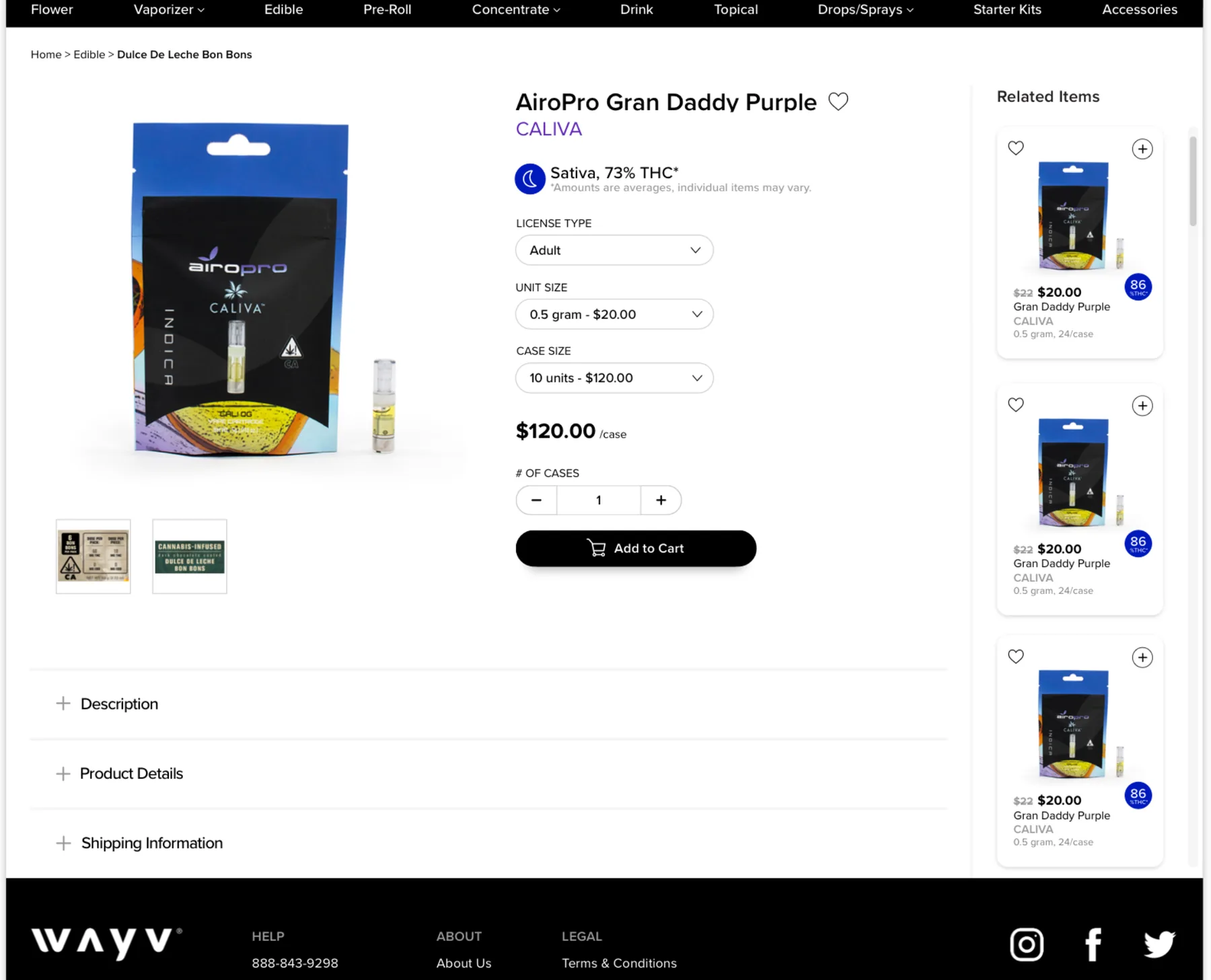Shipped product detail page for a cartridge, with related items alongside